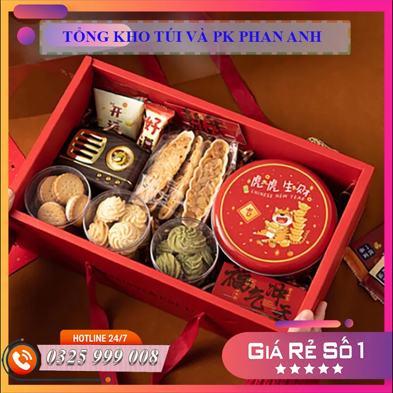 Hộp đựng quà nắp nơ đỏ