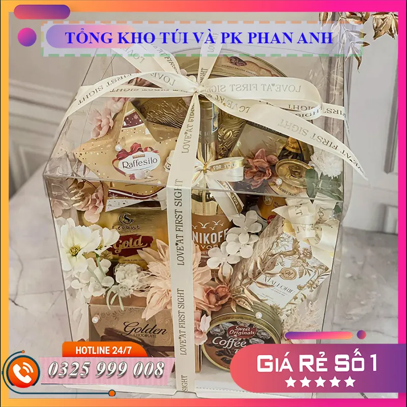 Hộp mica đựng bánh/quà sinh nhật đế vuông