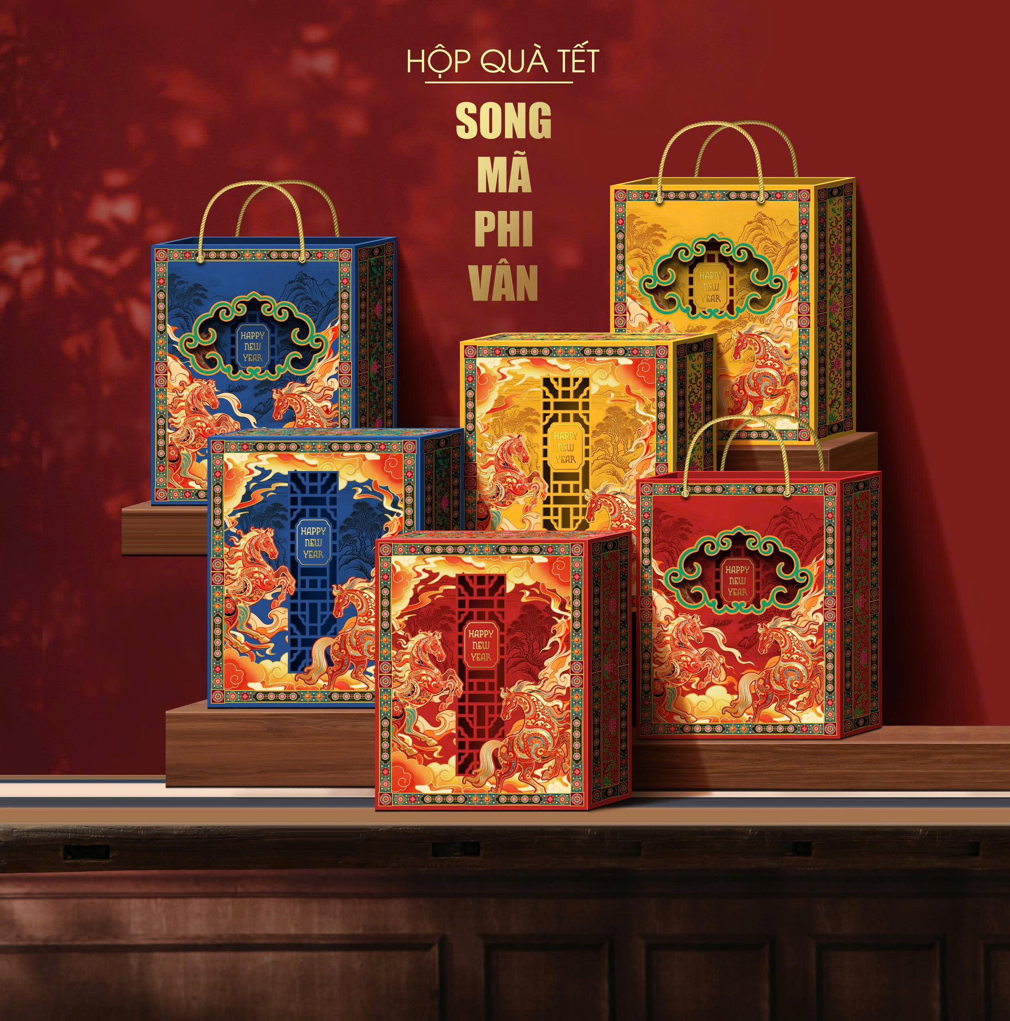 Bộ Hộp Tết Song Mã Phi Vân